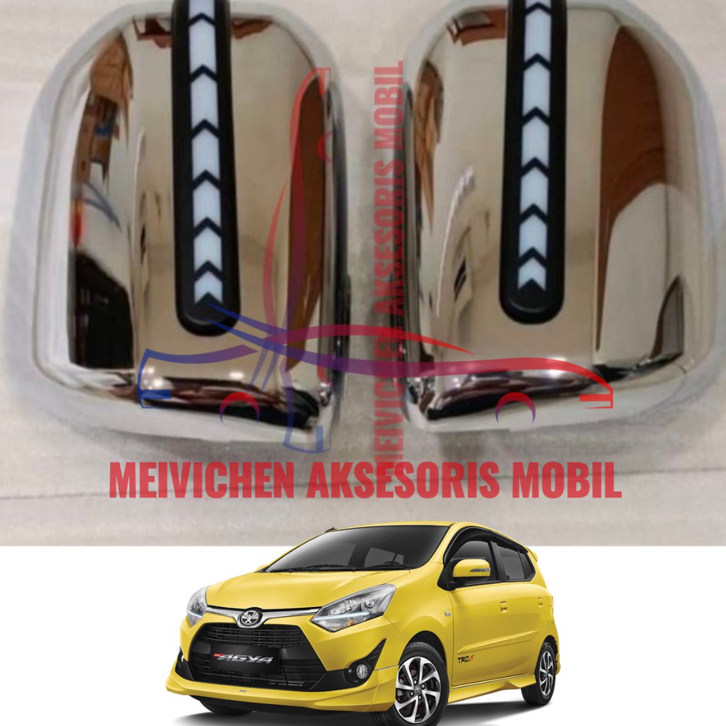 RUNNING SEIN LED Cover Spion Mobil Agya TRD - G Chrome dengan Lampu