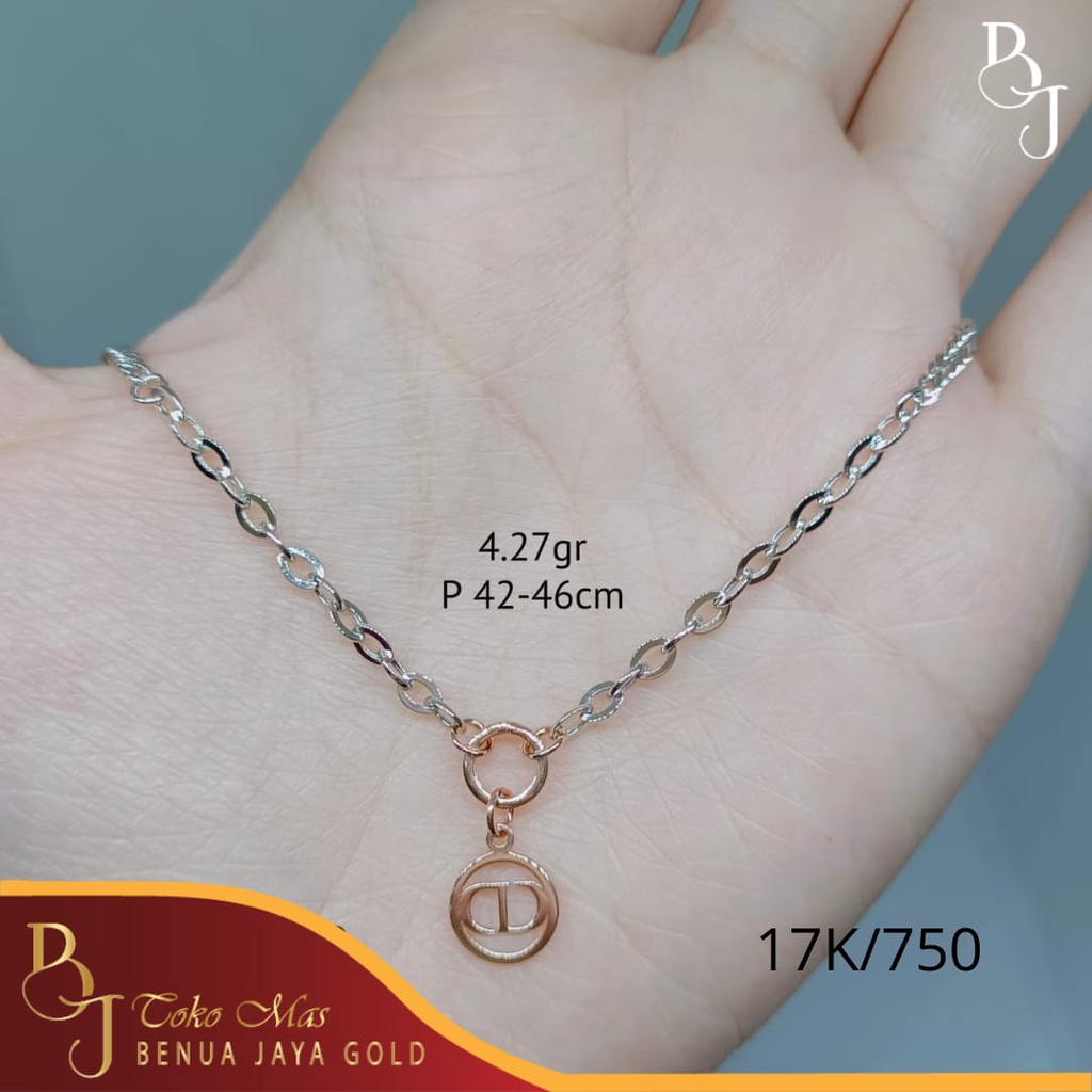 Kalung Rantai Fashion CD Emas Putih 17K/750