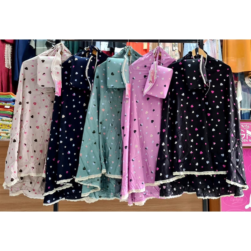 MUKENA ANAK TANGGUNG BAHAN RAYON BALI MOTIF LOVE