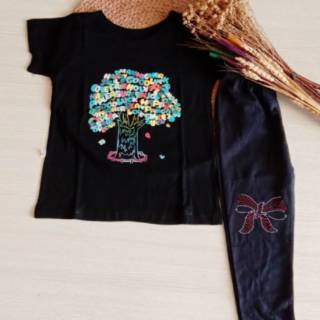SETELAN FASHION ANAK  PEREMPUAN  KAOS  DAN LEJING SIZE S XXL 