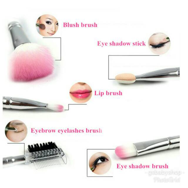 Brush Make Up set isi 5pcs dan 10pcs Ukuran Travel Size