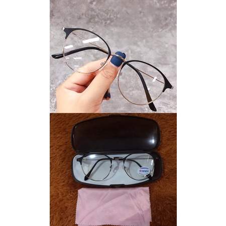 [FREE KOTAK+LAP] KACAMATA PHOTOCROMIC KOREA/KACAMATA ANTIRADIASI 2IN1 PHOTOCROMIK-SILVER+KOTAK+LAP
