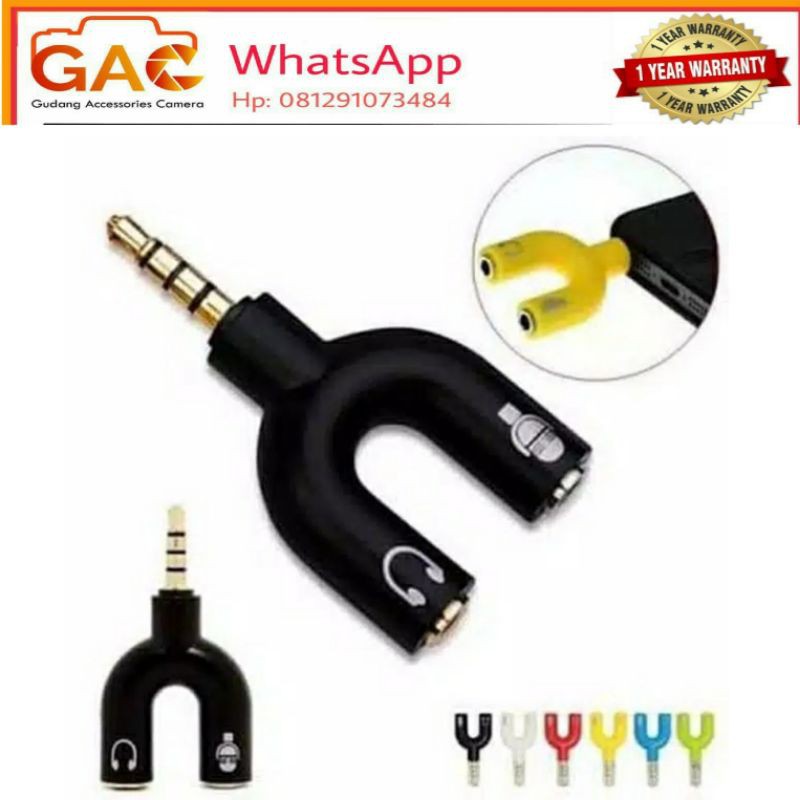 audio Jack 3.5 mm spliter U 2in1 mic and headset