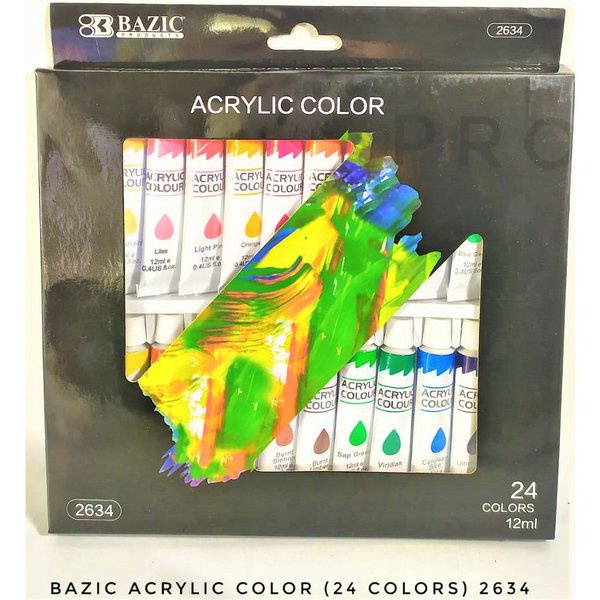 

SET 24 COLOR BAZIC ACRYLIC PAINT CAT AKRILIK