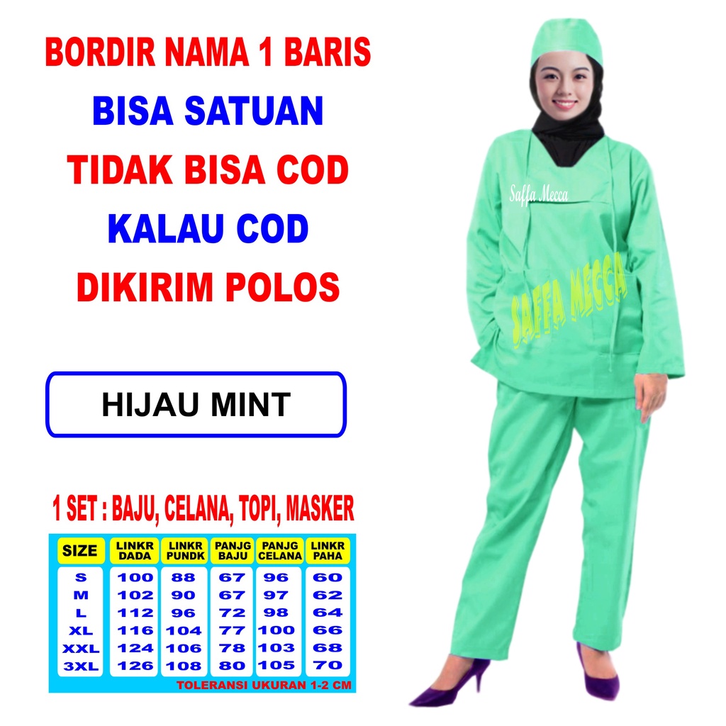 BAJU OKA BORDIR NAMA / BORDIR NAMA BAJU OKA / SERAGAM OKA  BORDIR NAMA  / BAJU JAGA / BAJU PERAWAT LENGAN PANJANG TANPA COD