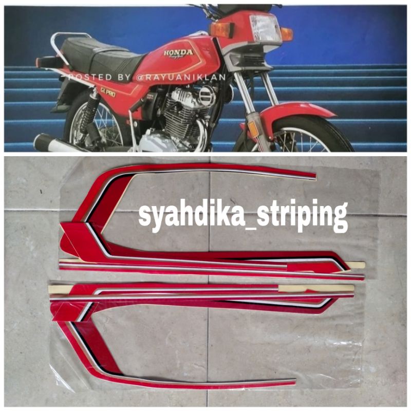 STICKER STRIPING LIS BODY MOTOR GL PRO SERIES PLATINA MERAH