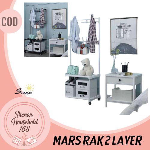 SHENAR , MARS RACK 2  SUSUN LEMARI GANTUNG TERBUKA STAND HANGER  RAK GANTUNGAN SERBAGUNA 4  RODA - BISA COD