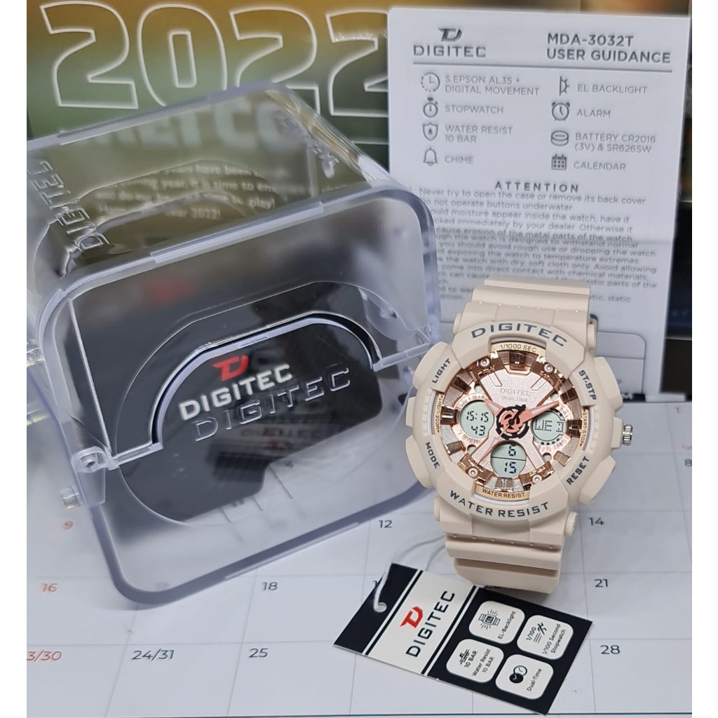 Jam Tangan Digitec Wanita Terbaru 2022 Model Sport Fashion BDA 3032 T Semua Warna Dual Time Original