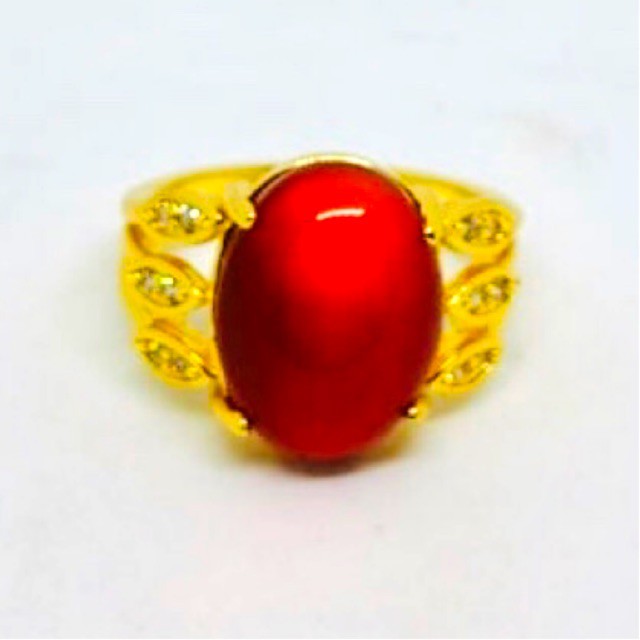 Cincin batu merah cincin wanita cincin lapis emas perhiasan fasion cincin