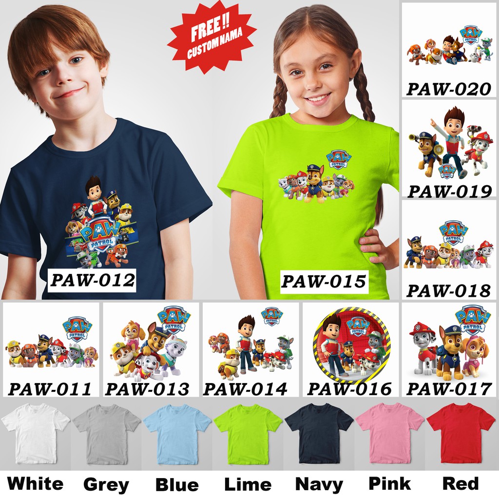 [FREE NAMA !!] Kaos Anak &amp; Family Paw Patrol 100% COTTON PREMIUM