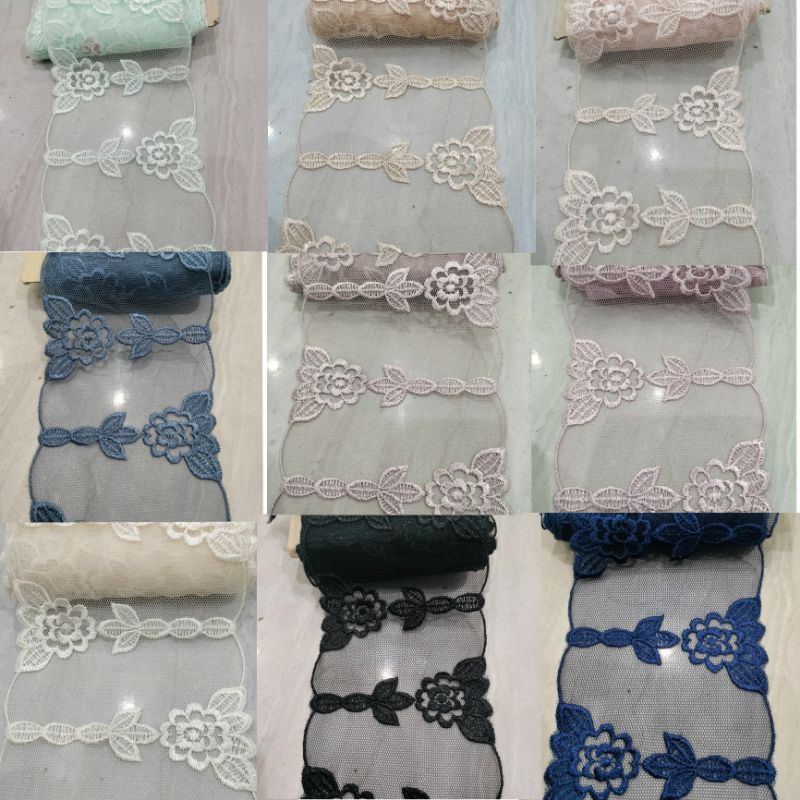renda tile bordir lebar 9_10cm varian warna harga per.50cm