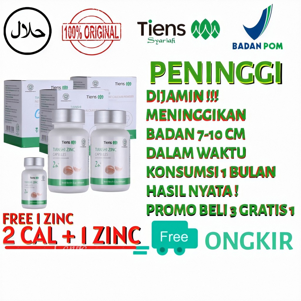 

PENINGGI BADAN ORIGINAL - 3 SUSU NHCP DAN 2 ZINC CAPSULE (FREE 1 ZINC)