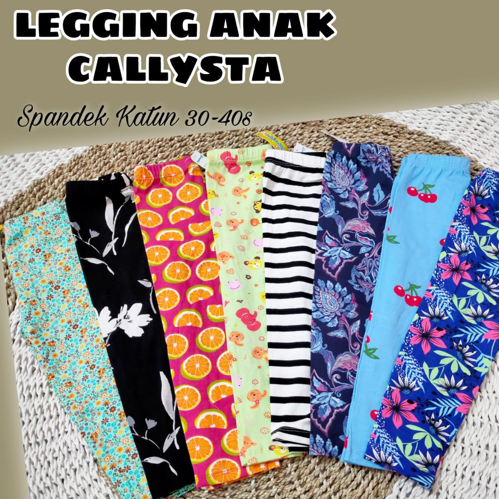 Legging Anak Cewek Bahan Kaos Motif Random - Celana Panjang Cewek Kaos