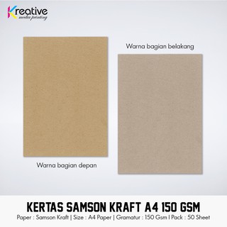 Kertas Samson Kraft (A4 / 150 gsm / 1 pack = 50 lbr) | Shopee Indonesia