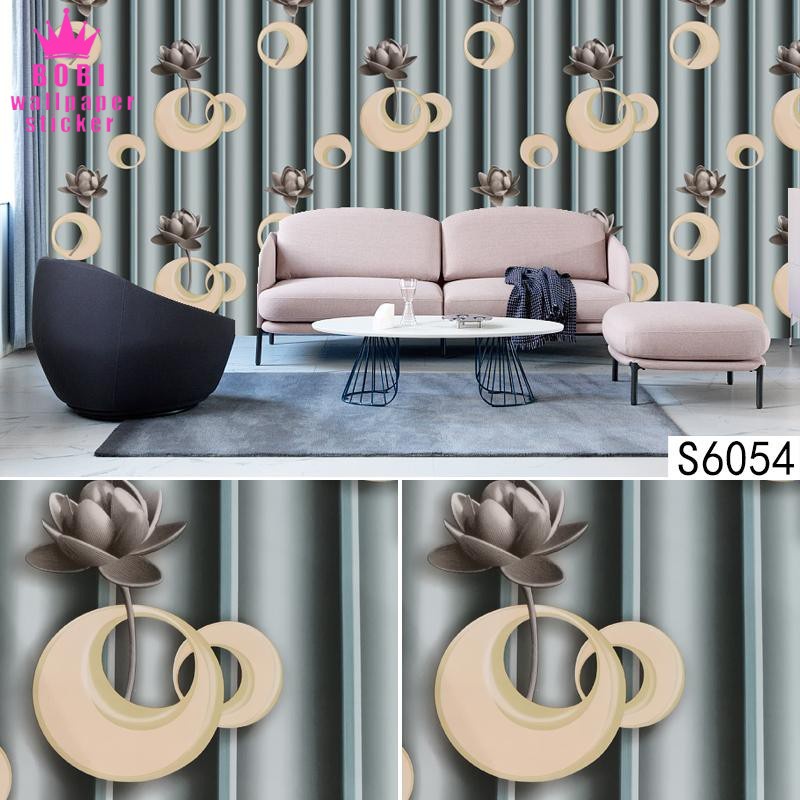 Wallpaper Dinding Sticker Bunga Ring gold 6054 / Ukuran 9mx45cm - Wallpaper Sticker PVC