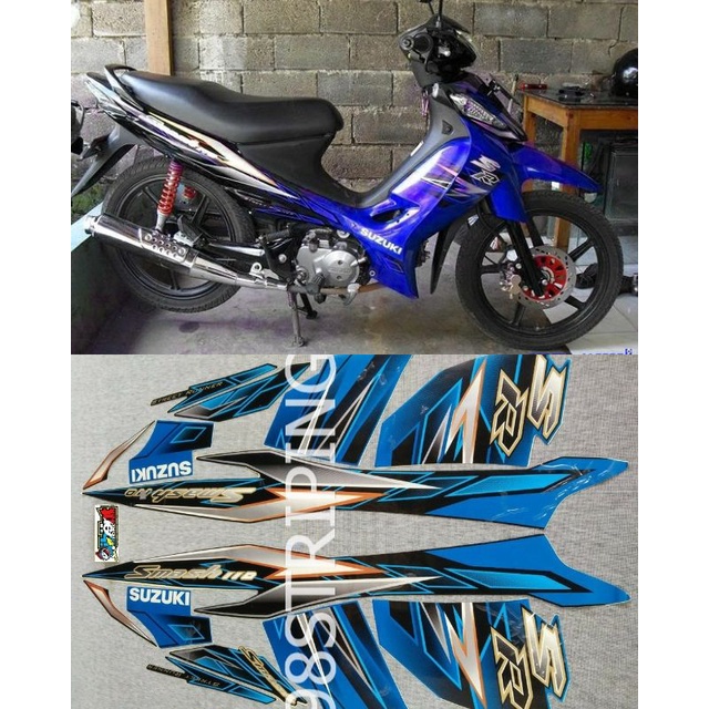 STRIPING SMASH 110SR BIRU TAHUN 2010 STIKER LIS STANDAR ORI SUZUKI 110 SR