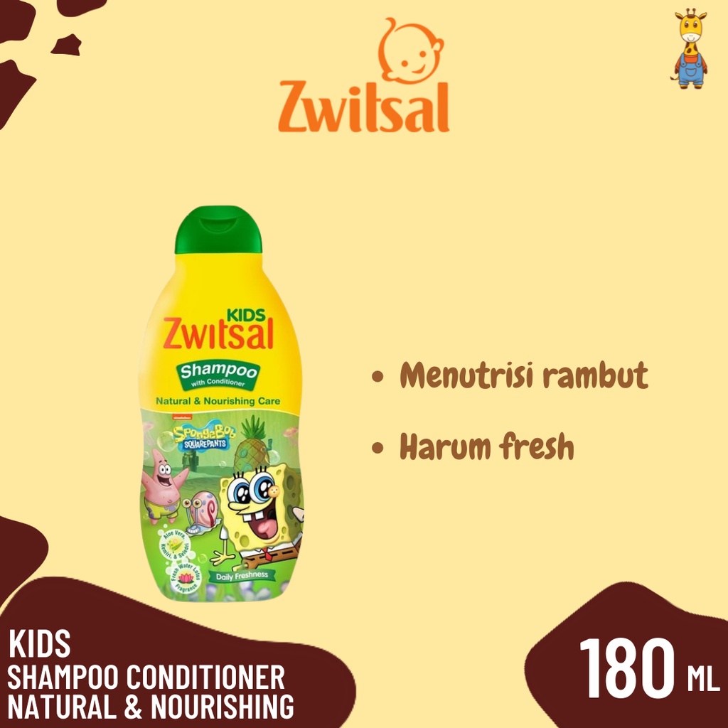 Zwitsal Kids Shampoo Conditioner Natural &amp; Nourishing 180ml - Shampo Bayi