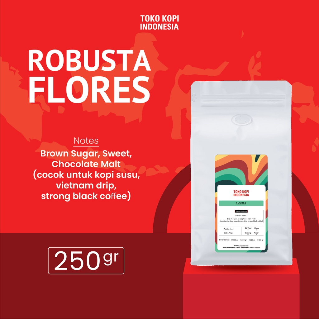 

Kopi Fine Robusta Flores 250gr Coffee Beans Espresso Biji Bubuk