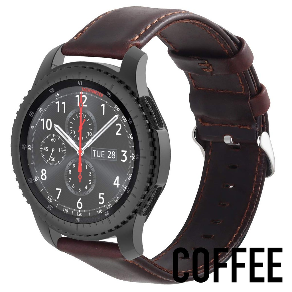 Genuine Leather Strap Lebar 22mm Untuk Samsung Galaxy Watch 46mm, Gear S3, Amazfit Pace