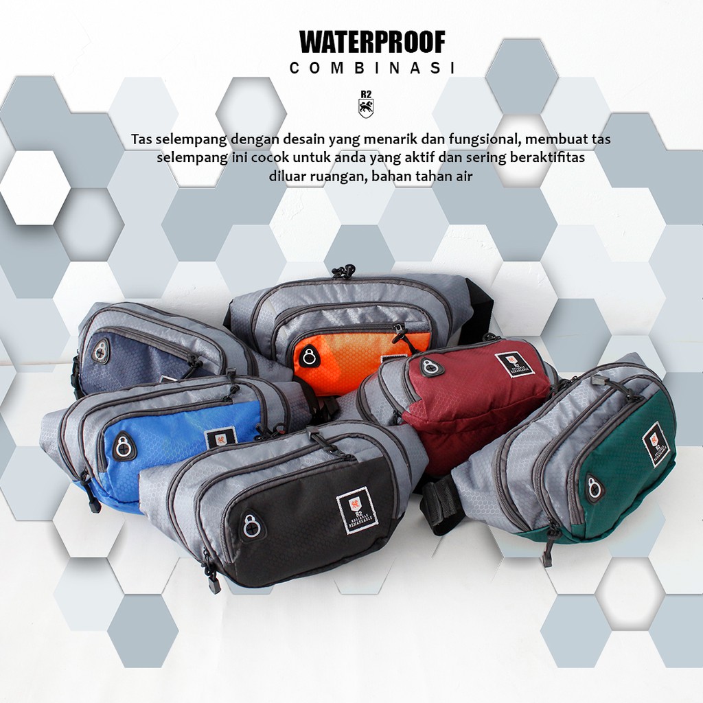 TAS SELEMPANG PRIA 2 RESLETING TAS OLAHRAGA TAS PINGGANG PRIA TAS WAISTBAG WATERPROOF PRIA R2