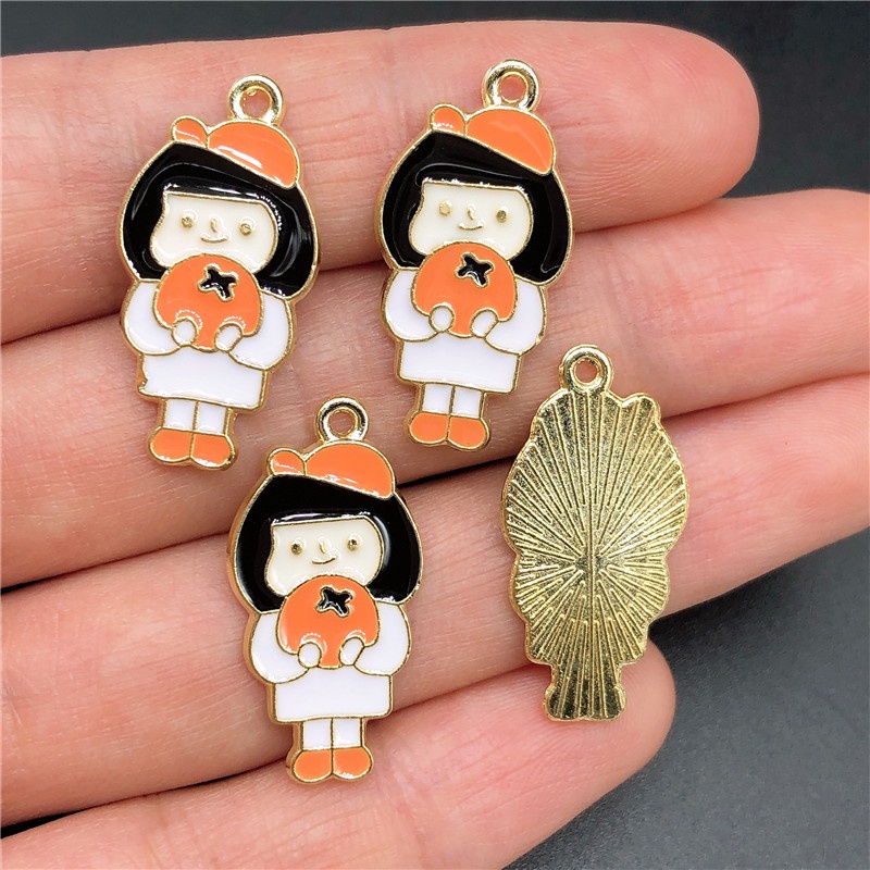 4 Pcs Liontin Enamel Bahan Alloy Untuk Membuat Perhiasan Anting