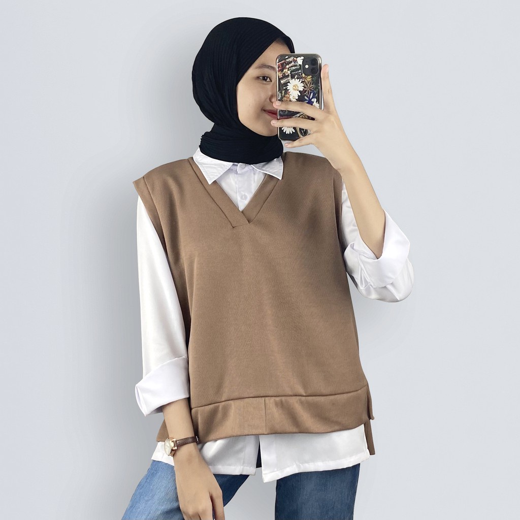 Outer Baju Rompi Vest Korean Style Wanita Atasan Kekinian C22-3