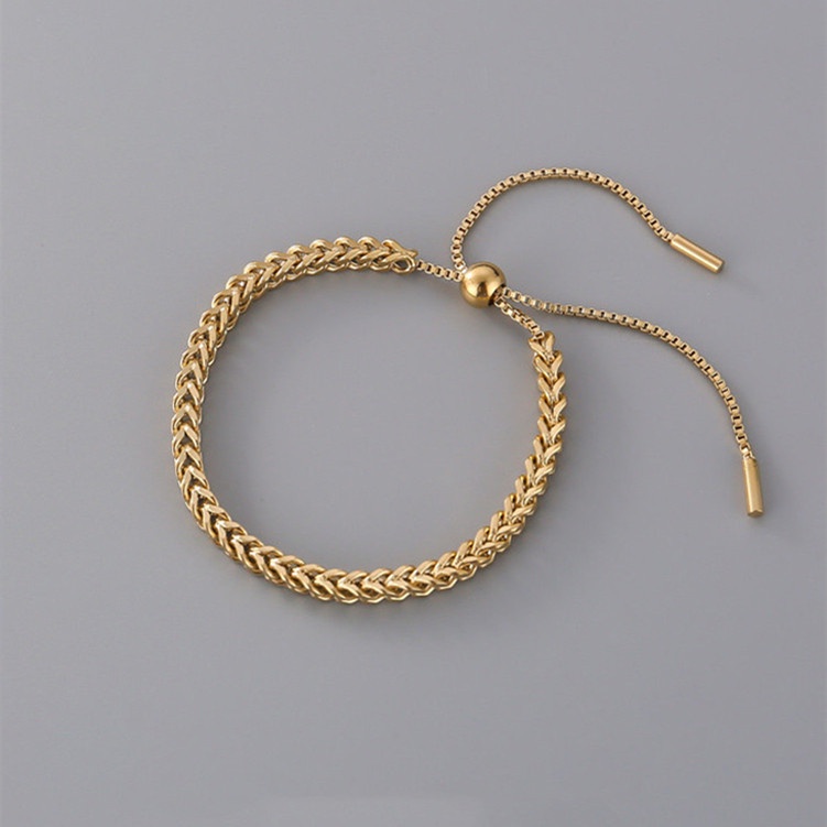 Gelang Emas 18k Bahan Stainless Steel Non fading Hypoallergenic Untuk Hadiah B-22025