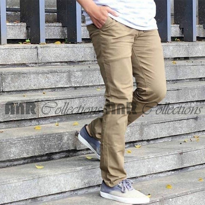 Celana Panjang Reguler Chino/Cino/Chinos Pria/Cowok Standar - Krem(Cream)/Abu(Grey)/Hitam(Black)