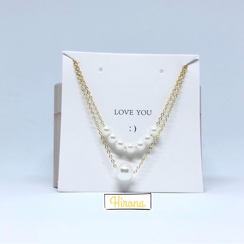 Kalung 2 layer M pearl kalung korea aksesoris wanita silver gold