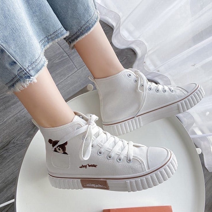 JURAGAN - Sepatu Sneakers Coffee Bears Nude High AS186 #BESTSELLER#-4