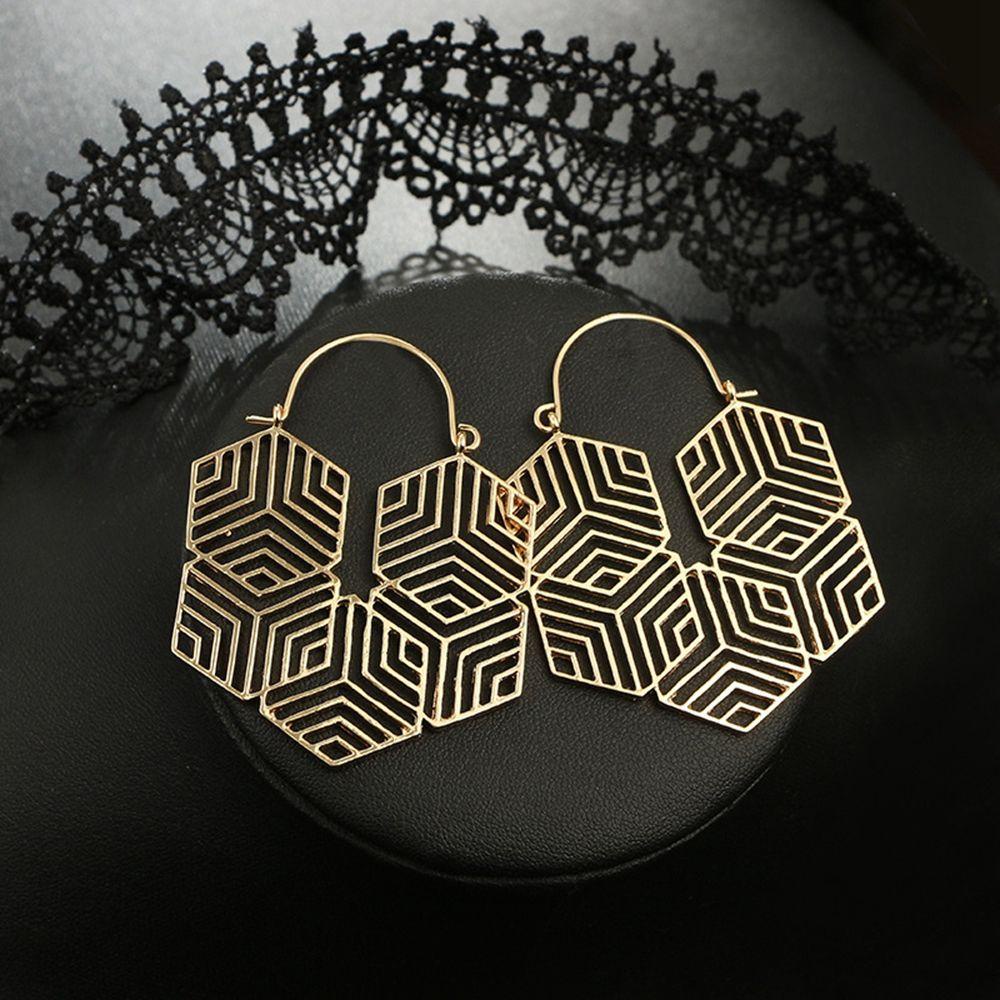 Preva Hoop Earring Anting Hoop Vintage Antik Geometris Liontin Menjuntai Drop