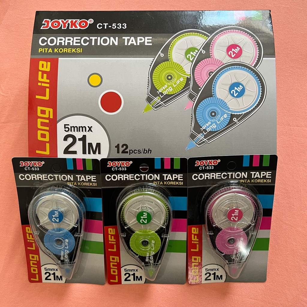 

Tip-ex Kertas / Correction Tape CT-533 Long Life Joyko 21 M