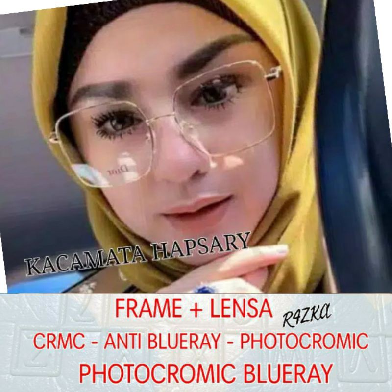 FRAME KACAMATA WANITA TERBARU KOTAK | KACAMATA MINUS | KACAMATA ANTI RADIASI BLUERAY | PHOTOCROMIC