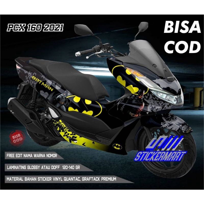 sticker decal honda pcx 160 motif batman hitan