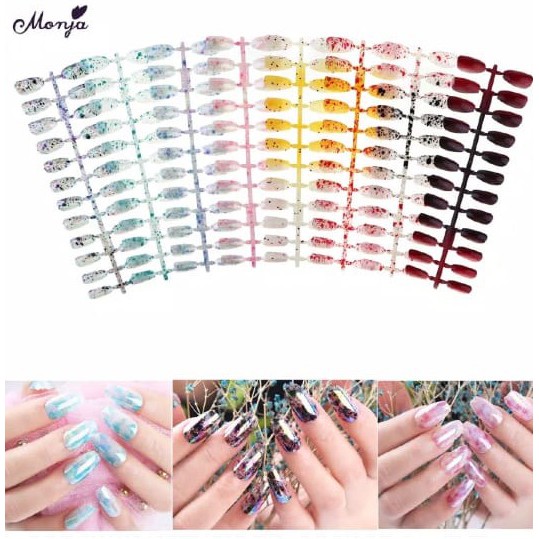 [PROMO SPESIAL] 24 pcs STIKER KUKU TEMPELAN WARNA MATTE FAKE NAIL POLOS PENGANTIN FULL COVER STICKER
