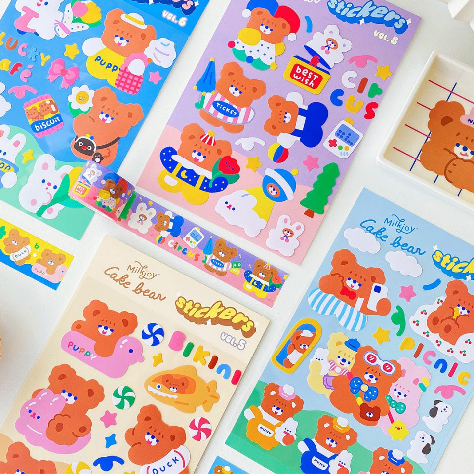 Milkjoy Cake Bear Big Diary Deco Stickers / Sticker Dekorasi