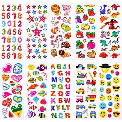 Alolula - Stiker Mainan Anak / Sticker Anak Timbul / Sticker 3D Anak / Stiker 3D / Sticker Timbul / Stiker Anak / Sticker Anak / Sticker 3D