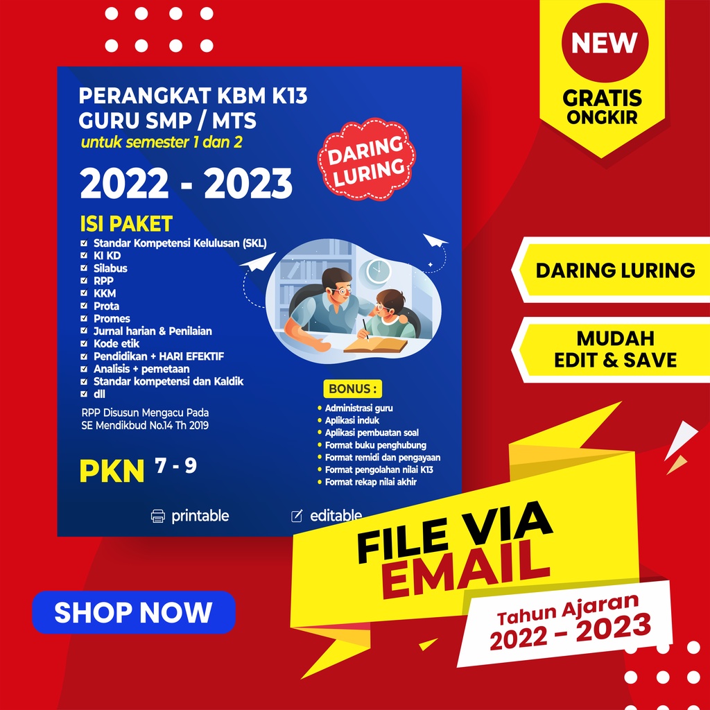 PERANGKAT PEMBELAJARAN K13 RPP PPKN SMP 1 LEMBAR KELAS 7, 8, 9 REVISI 2022 DARING-LURING (TAHUN AJAR