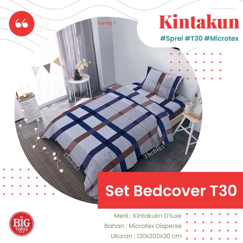 KINTAKUN Bedcover + Sprei 120x200 Tinggi 30 motif Althea Altin Butter Cream Canyon Clay Drizzle Serenity Tofu Dea Ellen Freya Gerald Kayra  - SINGLE 120 T30 BC TBT