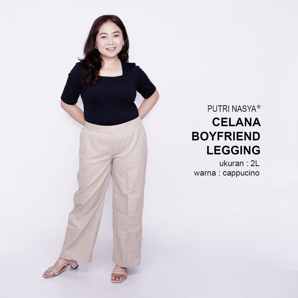 Putri Nasya - Celana Big Size Panjang Ukuran 8L,6L,5L,4L,2L,XL, all size Warna Cream Capucino Moca Hitam Abu Brown Navy Army Dark Grey