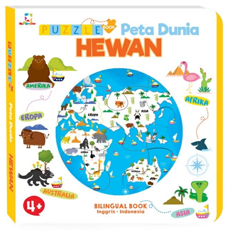 Puzzle Book Peta Dunia: Hewan Oopredoo
