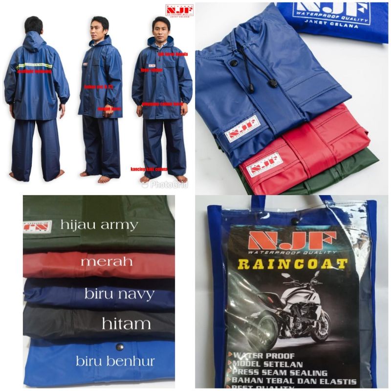 Jas Hujan NJF / Raincoat NJF Bahan Tebal Waterproof Premium Elastis