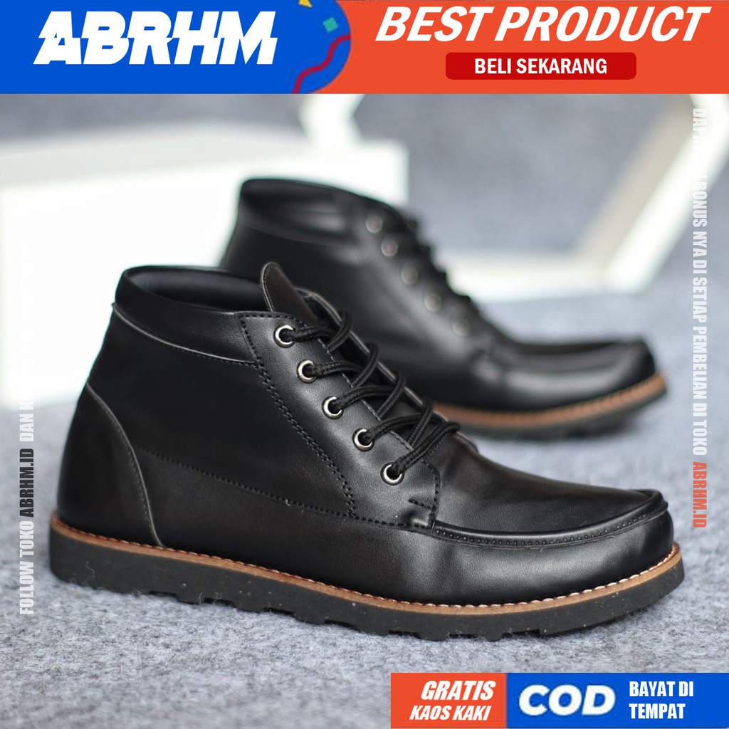 ABRHM x HARLY Sepatu Boots Casual Pria Semi Kulit Kasual Kerja Cowok Original