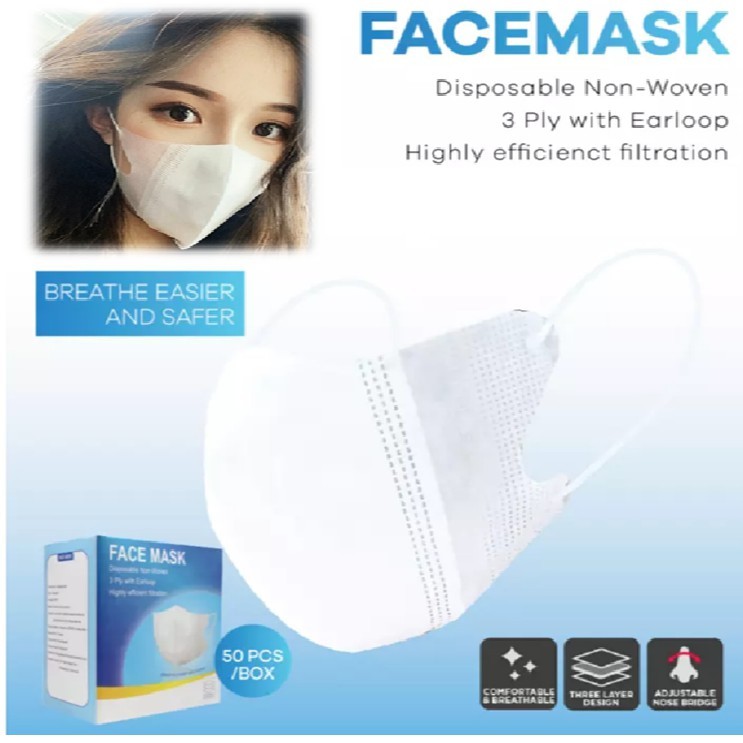 MASKER DUCKBILL DEWASA ECER 5 PCS / MASKER DUCK BILL PUTIH 5 PCS