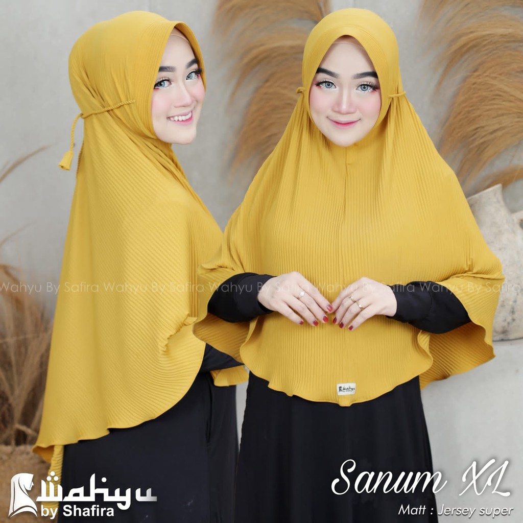 SANUM XL PLISKET HIJAB INSTAN JERSEY WAHYU BY SHAFIRA JILBAB TERBARU SAHARASCARF