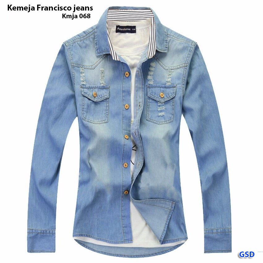 Kemeja francisco/Atasan Pria Lengan Panjang Murah/ Kemeja Cowok Jeans Good Quality