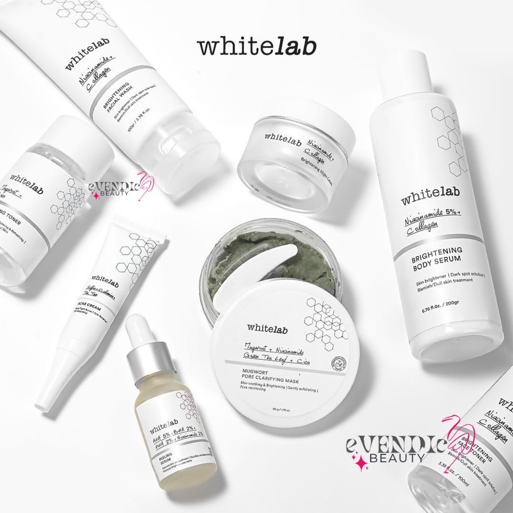 Whitelab Serum White Lab Day Cream Night Facial Wash Toner Serum Essence Body Lotion Underarm Peeling Masker HeartLeaf Mugwort/ BAMBOO MASK facewash acne