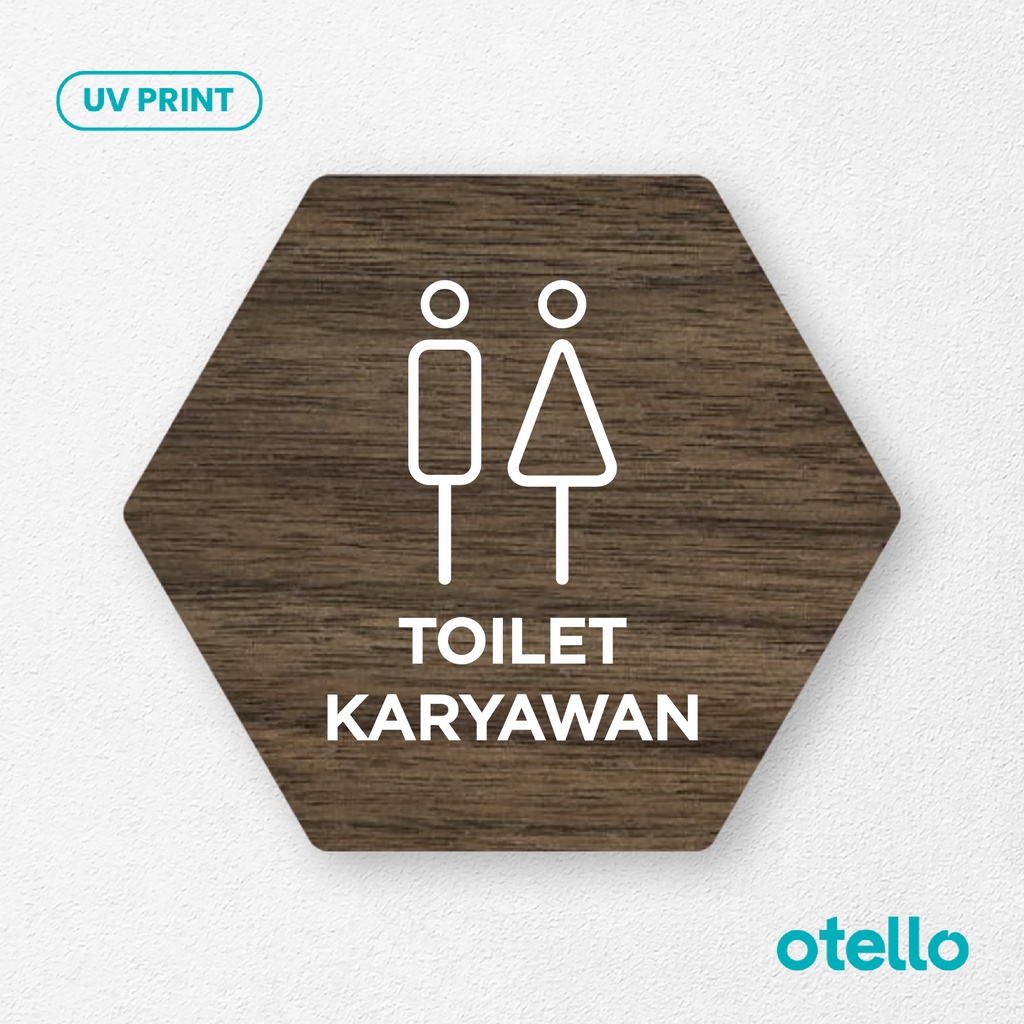 Otello Signage Toilet Karyawan WC Staff Pria Wanita Sign Board Kayu Wooden Label Ruangan Tag