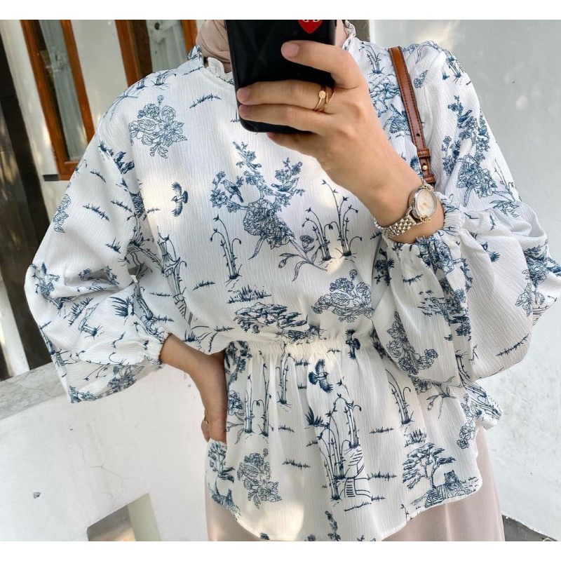 Village Crinkle Blouse White by Outfix New