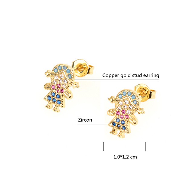 LRC Anting Tusuk Fashion Boy: Girl: Gold Asymmetrical Boy Girl Micro F90394